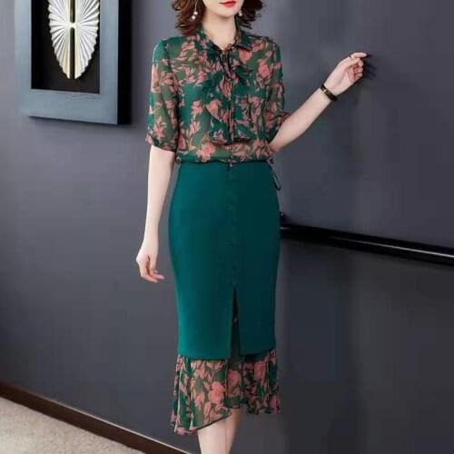New Fashionable Suit Skirt Summer Net Red Ladies Fashion Slim Floral Skirt Dresses For Women 2021