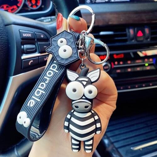 New Cartoon Key Chain PVC Zebra Giraffe Funny Toy Keychain Car Key Ring Birthday Gifts For Children Fashion Jewelry Key Chains