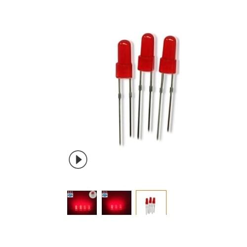 Oem though hole red diffused 3mm led diode withflange