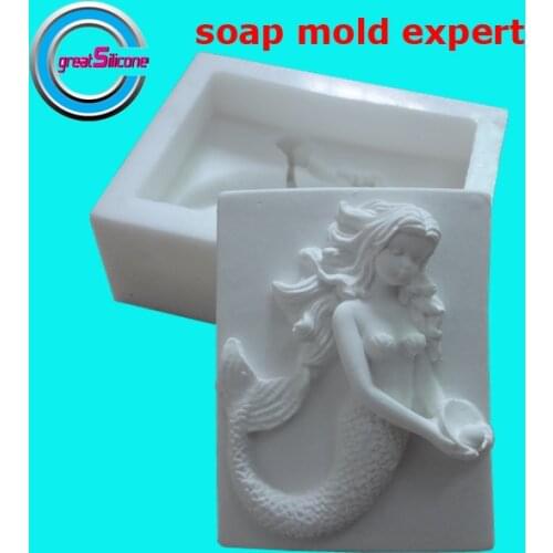 Great-Mold Sexy Mermaid DIY Soap Molds Rectangle Silicone Mold For Bar Soap Craft