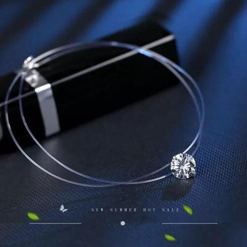 Almost Invisible Exquisite Pendant Charming Necklaces Lasting Shining Invisible Chain Dazzling Moissanite Charming Good-looking
