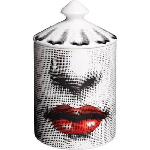 Milan Lady Face Red Lip Candle Holder Candelabra Home Decoration Exquisite Ceramic Jar Cup Storage Bin Box Crafts Deco