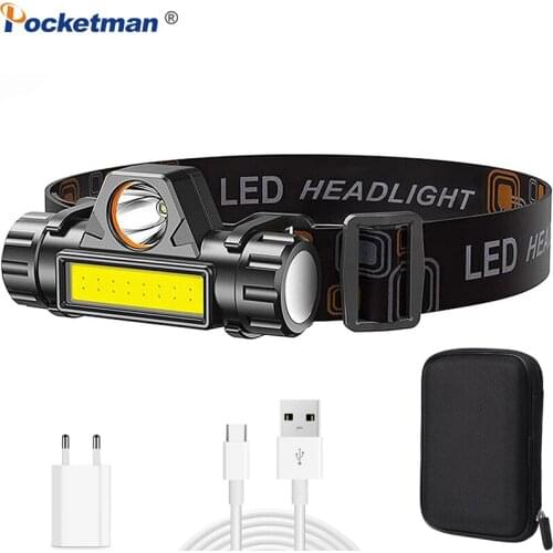 30000lms Portable Headlamp Q5+COB Led Powerful Flashlight Headlight Built-in 18650 Battery Outdoor Camping Fishing light lamp