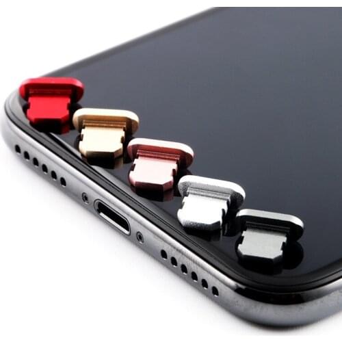 Dust Proof Cover Metal Portable Metal Anti Dust Charger Dock Plug Stopper Cap Cover Dust Plug For IPhone X XR Max 8 7 6S Plus