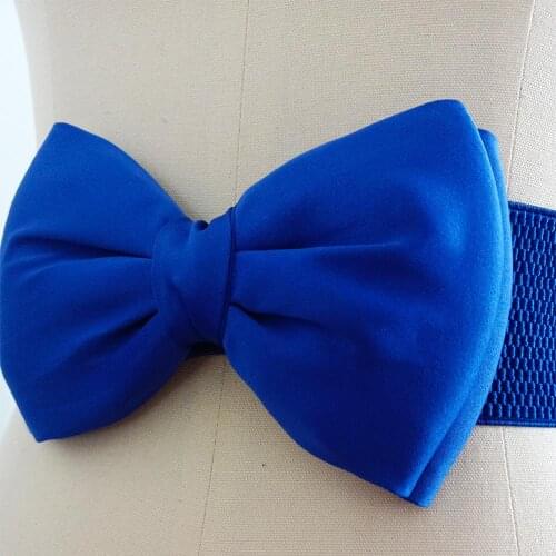 Fashion Women Lady Buckle Black Waist Belt Corset Waistband Around Cinch Blue Bow Belt for Women VD1912