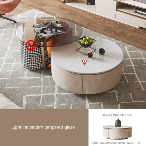 Nordic light luxury round coffee table TV cabinet combination Small modern simple household coffee table table living room