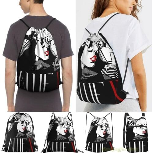 Unisex Drawstring Bags Allie X Portrait Women Drawstring Backpacks Men Outdoor Travel Backpacks Training Fitness Bag