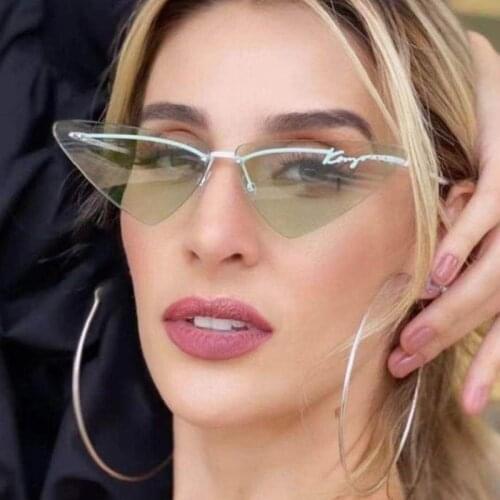 Rimless Cat Eye Sunglasses Women Fashion New Vintage Triangle Shades Sun Glasses UV400 Eyewear Oculos Gafas De Sol