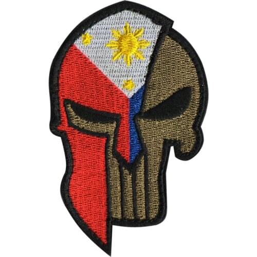 SPARTAN Skull HELMET Philippines Flag Patch Tactical military Patches Badge