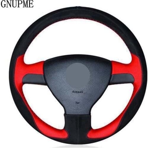 Hand-Stitched Black Suede Car Steering Wheel Cover For Volkswagen VW Golf 5 (V) Golf Plus Polo Jetta Tiguan Touran