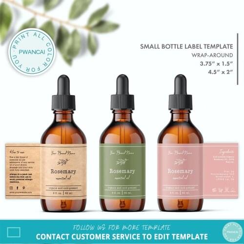Botanical Dropper Bottle Label Template,Printable Floral Essential Oil Label Template,Cosmetic Beauty Label Design
