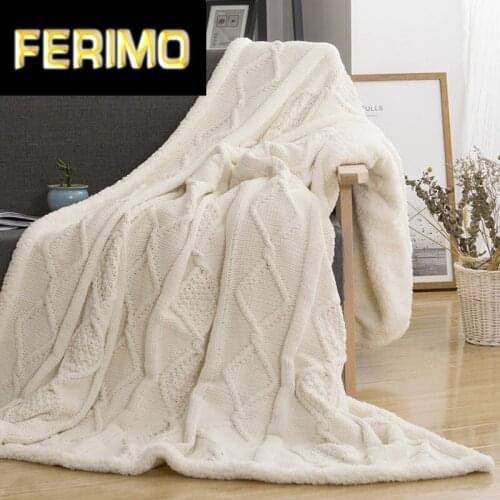 Chenille Lambs Thickening Knitted Throw Blanket Double Layer Sherpa Plush Fleece for Beds Sofa Knitting Blankets Bedspread