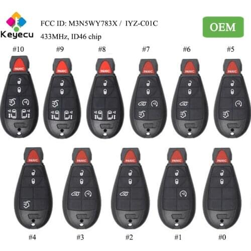 KEYECU OEM FCC ID: IYZ-C01C / M3N5WY793X Replacement Remote Fobik Car Key With 3 4 5 6 7 Buttons - FOB for Chrysler for Dodge