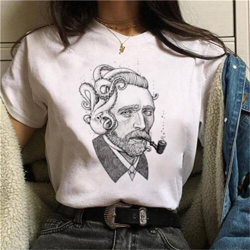 Summer Women Tshirt Van Gogh Harajuku Aesthetic T Shirts Women Oil Painting Funny T-shirt casual O-neck top shirt