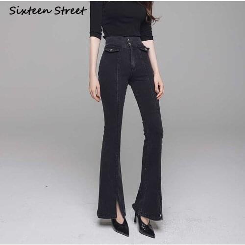 Jeans for Women New Elastic High Waist Korean Fashion Y2k Pants Aesthetic Vintage Denim Flare Jeans Ladies Spring 2021 Elegant