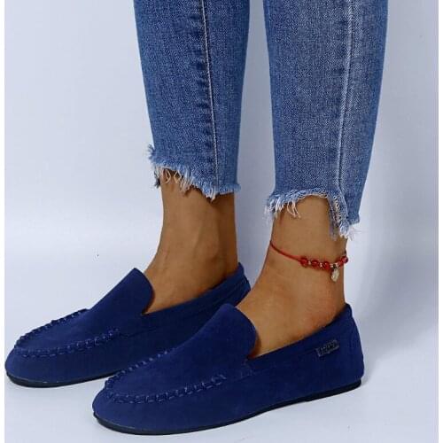 2021 New Spring Women Flats Sneakers Suede Leather Round Toe Shoes Casual Shoes Women Slip On Flat Loafers