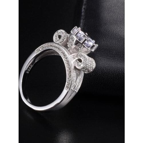 Real 925 Sterling Silver rose gold Rings for Women Luxury Flower 5ct Diamond Engagement Wedding Ring Fine gemstone Jewelry