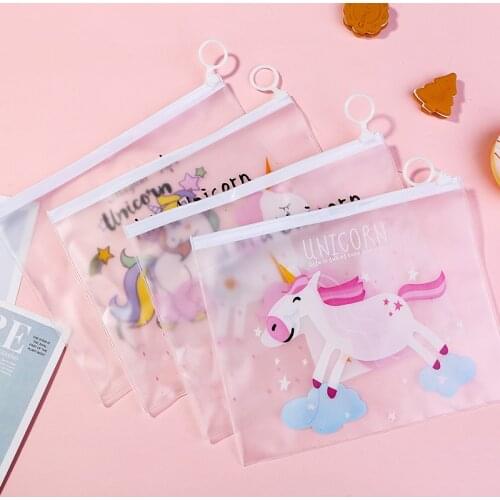 1pc Creative Cartoon Unicorn Zipper Bag Pencil Students Creative Stationery Bag Wholesale