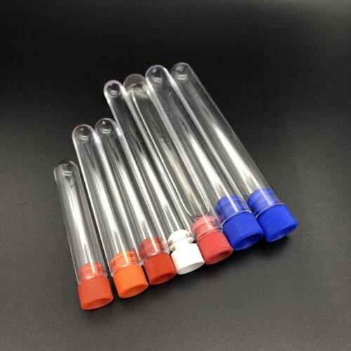 100pcs/lot Plastiec Test Tube with cap laboratory test tubes vial Hard Transparent Reagenzglas