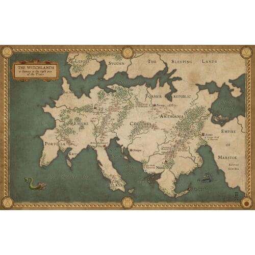 19th Map of The Witchlands Truce Classic Vintage Retro Kraft Decorative Poster Maps Home Bar Posters Wall Canvas Sticker Decor