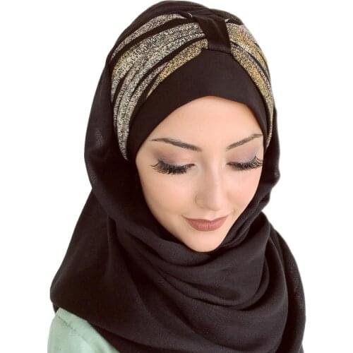 2021 Yeni Moda Hijab Müslüman Başörtüsü İslami Kıyafet Eşarp Türban Şapka Fular Kırçıllı Sarı Pembe Çizgili Büzgülü Hazır Şal