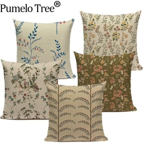 45x45cmCartoon Flower Pillowcase Plant Print Throw Cushion Pillow Cover Printing Cushion Pillow Case Bedroom Office Car Supplies