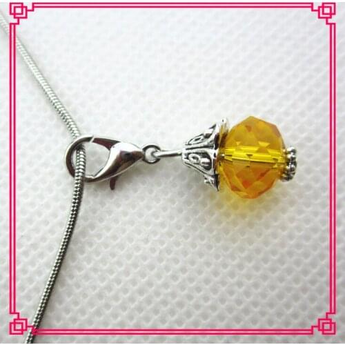 50pcs/lot gold yellow crystal stone dangle charms lobster clasp hanging charm pendant/bracelet accessories diy jewelry