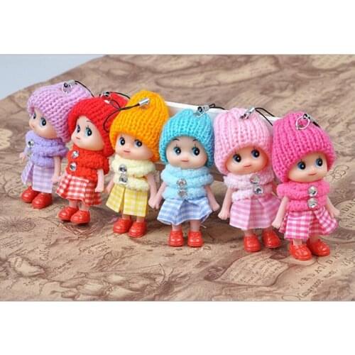 6PCS Cute Fashion Kids Plush Dolls Keychain Soft Stuffed Toys Keyring Mini Plush Animals Key Chain Baby For Girls Women
