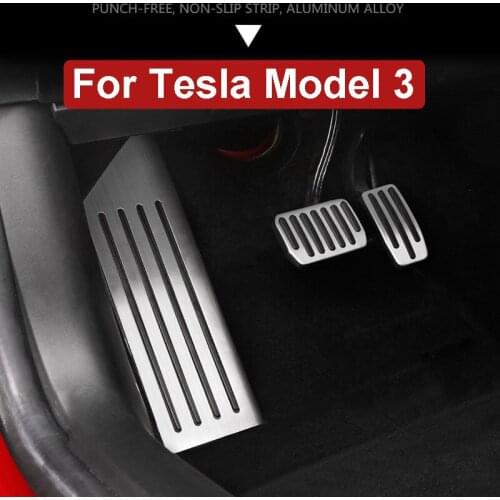 For Tesla Model 3 Model3 Accessories Aluminum Alloy Foot Pedal Accelerator Gas Fuel Brake Pedal Rest Pedal Mat Cover Car Styling