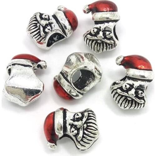 Free Shipping 50pcs Santa Claus big hole beads bracelet charms fit for European bracelet DIY