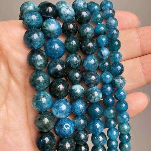 Natural Blue Apatite Stone Beads For Jewelry Making 6 8 10mm Round Loose Spacer Beads DIY Bracelet Accessories 15inch Strand