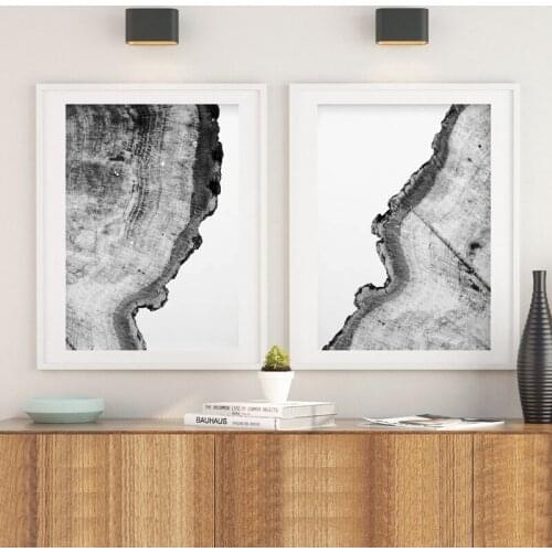 Tree Rings Wall Art Canvas Painting Black and White Pine Trees Posters and Prints Nordic Pictures Anniversary Gift Home Decor