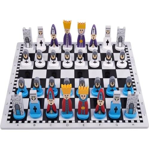 ELOS-Wooden Chess Childrens Gifts Cartoon Modeling Chess Toys