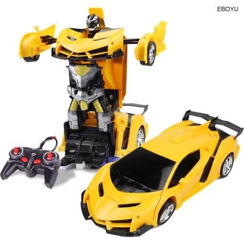 EBOYU RC Transformer 2 in 1 RC Car Driving Sports Car Drive Transformation Robots Models Remote Control Car RC Fighting Toy Gift