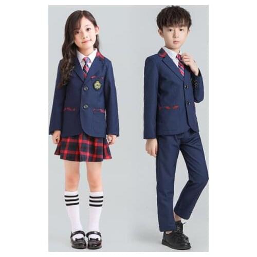 2019 Formal Boys Girls Blazer Suits set Kid school Party Suits Blazer Costume Garcon Formal School wears 2-12Y