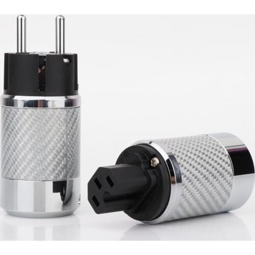 Hifi WCF4-ER Hi-End Carbon Fiber Rhodium Plated With European Standard AC Power Plug IEC Female DIY Mains Power