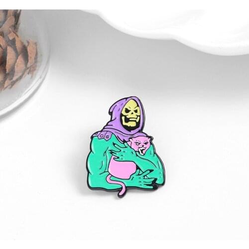 Exquisite Enamel Dripping Oil Alloy Skull King Enamel Brooch Fashion Personality Purple Turban Cat Pin Backpack Denim Badge