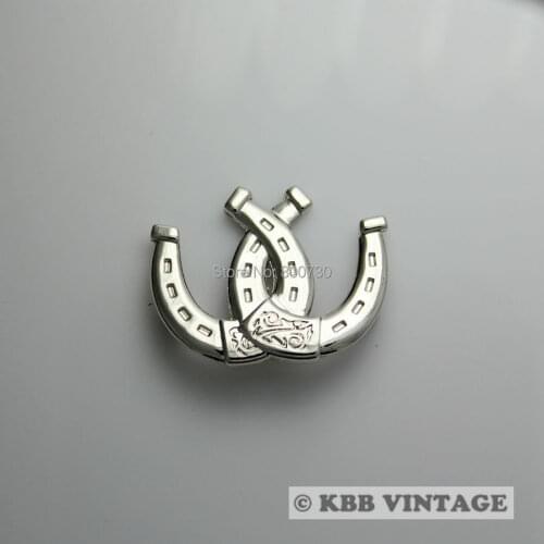 KBM02) 10pc Western Equestrian Cowboy Double Horseshoes Conchos Silver