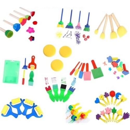 DIY Paint Roller Brush Plastic Handle Sponge brush Kid Art Star Craft Painting Tool Early Education Drawing Toy To children Gift