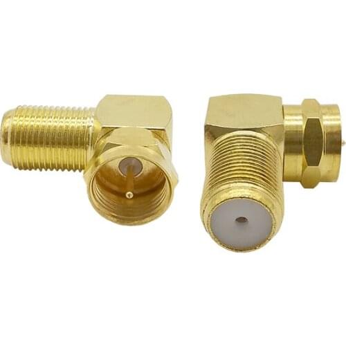 1pcs F-Type Male Female Coaxial RG6 Adapter Gold Plated Right Angle F Female to F Male 90 Degree RF Coaxial Antenna Connector