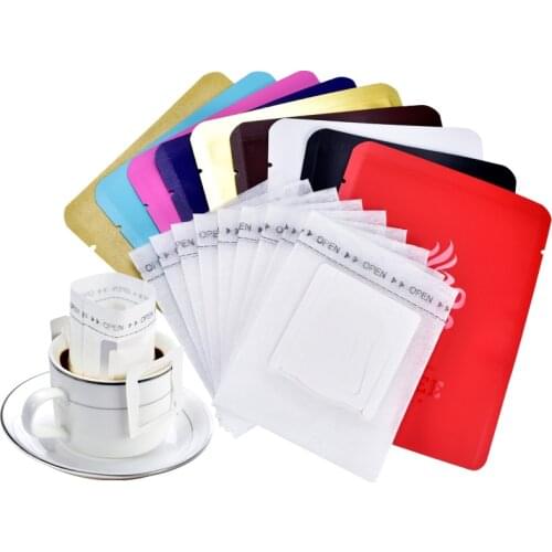 50pcs Open Top Aluminum Foil Coffee Bag Combination Drip Coffee Filter Bags Portable Office Travel Drip Coffee Filters Tools Set