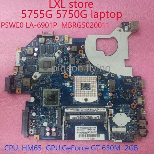 5755G motherboard mainboard for Acer 5755G 5750G laotop P5WE0 LA-6901P MBRG5020011 CPU:HM65 GPU:GT630M 2G RAM:DDR3 100% test OK
