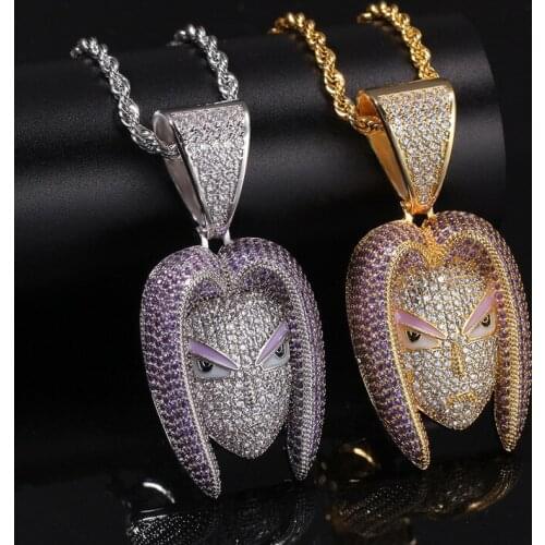 Pendant Necklace Men With Tennis Chain Hip Hop/Punk Gold Silver Color Charms Chain Jewelry