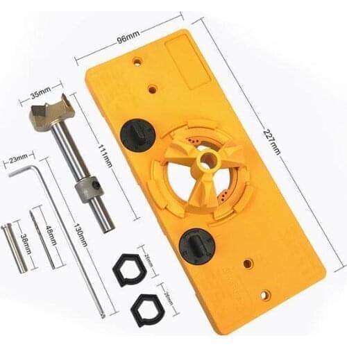 35mm Hinge Drilling Jig Woodworking Tool Set Quick Wood Doweling Jig ABS Plastic Handheld Pocket Hole Jig System 6/8/10mm Drill