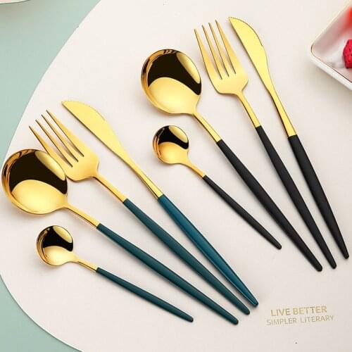 4PCS Stainless Steel Cutlery Set Creative Dinnerware Silverware Sets Fork Knife Spoons Tableware For Kitchen Household