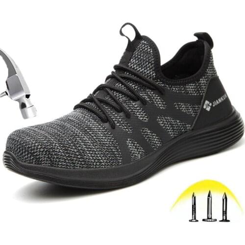 New Safety Shoes For Men Light Breathable Mesh Steel Toe Soft Protective Boots Puncture Proof Night Reflective Safety Work Shoes
