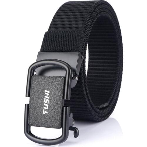 2020 New Canvas Men Belt Metal Automatic Buckle Casual Nylon Trousers Belt Luxury Fashion Business Male Belts Strap Gift For Men