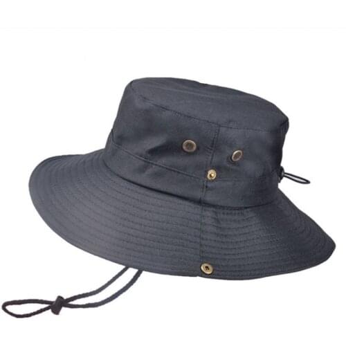 Wholesale Wide Brim Outdoor Cotton Bucket Hats String Panama Men Fishing Bucket Hat