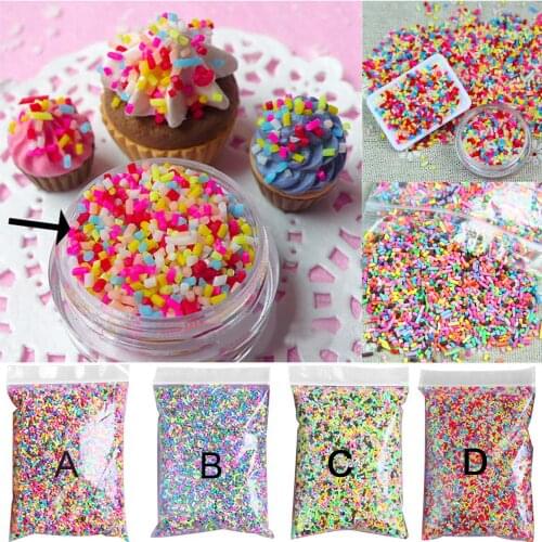 100g DIY Polymer Clay Colorful Fake Candy Sweets Sugar Sprinkles Decorations for Fake Cake Dessert Simulation Food Dollhouse