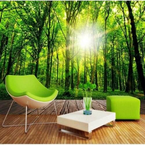 Dropship Colomac Green Wallpaper Sunshine Dream Forest Natural Scenery Waterproof Wallpaper Papel Mural 3d Wallpapers Home Decor
